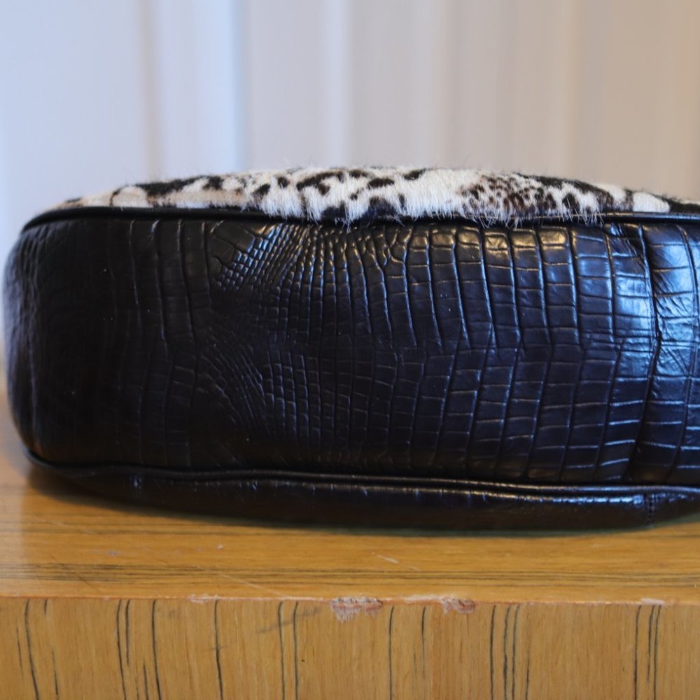 Authentic Brahmin Black\White Shoulder Bag Leather & Fur - Picture 10 of 12